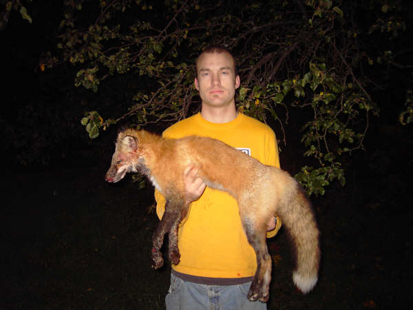Jacob Lindloff with his first red fox caught in the U.P. of Michigan
