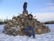 Gordy Klassen, President of the Alberta Trappers Association, with a pile of canines