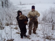 Joni LeGrand and great niece Lacey Christensen with three nice 35lb beaver from Virgil, South Dakota