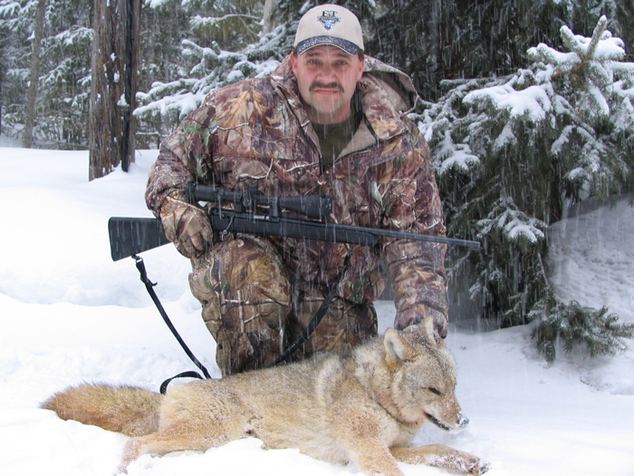 Matt Schroderus shot this coyote at around 80 yards at night with a savage 17HMR