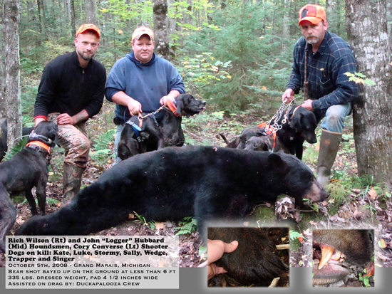 Cory Converse, John Hubbard and Rich Wilson with a great Michigan bear