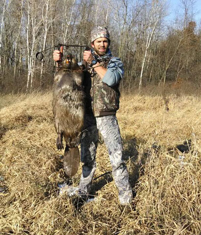Kevin Hall of Wisconsin with his first trapped beaver.