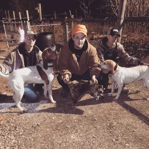 Joe Corn, Tyler Hoyle and a buddy out of Clover, SC with a couple of fine hounds and a coon