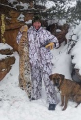 Michaela Sheridan with her first trapped bobcat