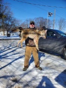 Jon Randle from Battle Ground, IN with his first trapped coyote