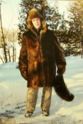 Kevin wearing some critters he had made into this fine garmet