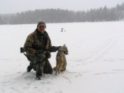 Matt Schroderus killed this coyote while hunting on a lake in Michigan's Upper Penninsula