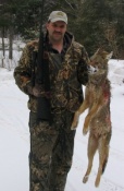 This coyote was taken by Matt Schroderus in Northern Upper Michigan in an old gravel pit in mid March