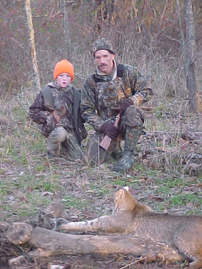 Frankie and Treavor with Treavor's first bobcat