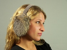F&T Northern Classics Grey Fox Fur Earmuffs