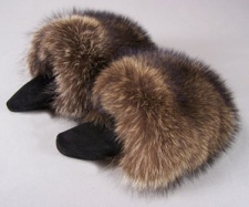 F&T Northern Classics Raccoon Fur Slippers