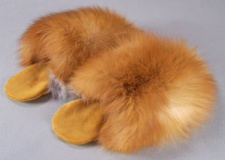 F&T Northern Classics Red Fox Fur Slippers