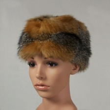 F&T Northern Classics Pillbox Style Grey Fox Fur Hat