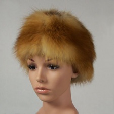 F&T Northern Classics Pillbox Style Red Fox Fur Hat