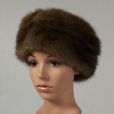F&T Northern Classics Pillbox Style Muskrat Fur Hat